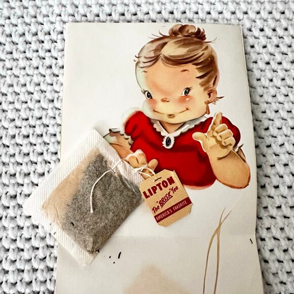 Vintage Full-o-Fun Lipton Tea Mid Century Modern Christmas Card Unused READ - Picture 5 of 5